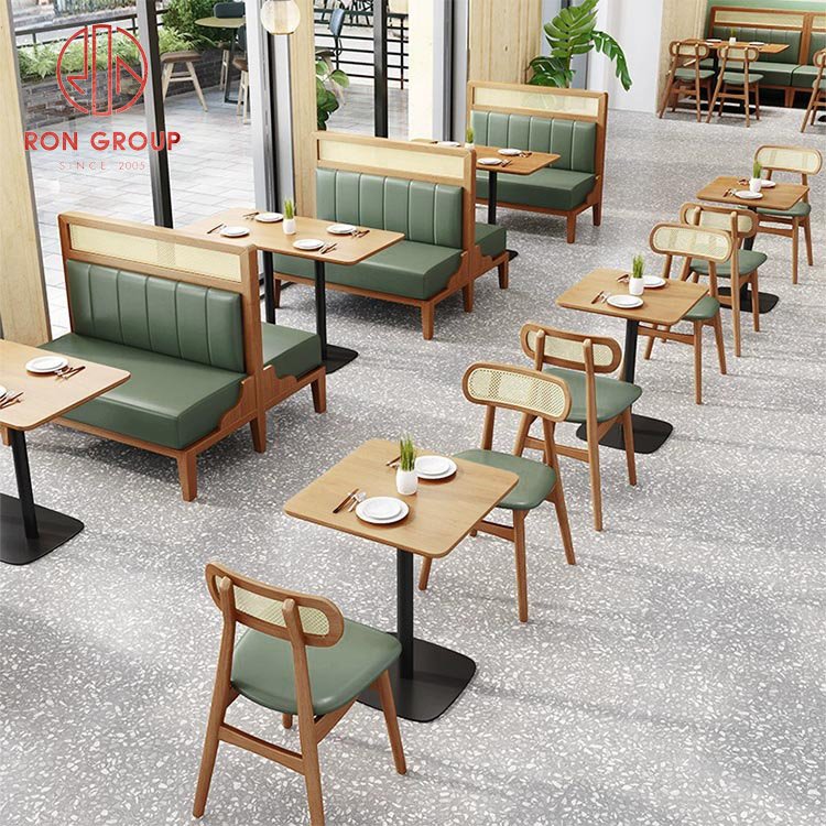 Wholesale modern simple high quality commercial coffee dining black Iron frame base wood top restaurant table
