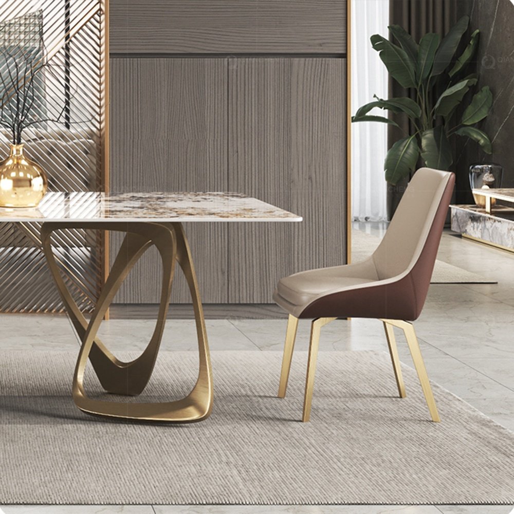 Luxury design dinning table and chair set modern kitchen daining restaurant gold legs dining room table