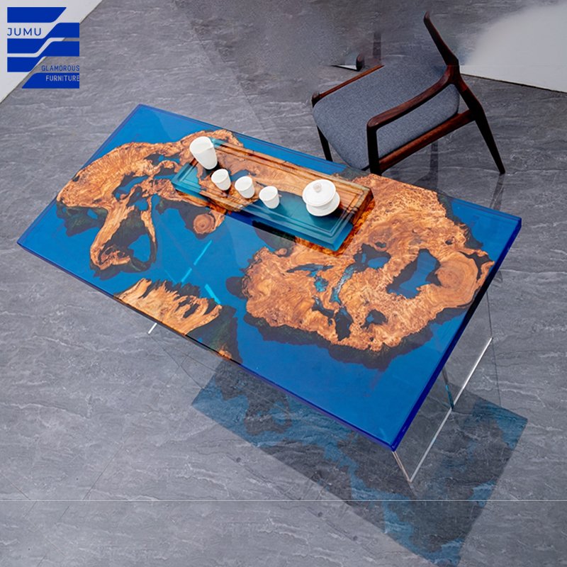 Glamorous Furniture Wholesale Customizable Nordic Style Dining Table Set Luxury epoxy resin wood Dining Table