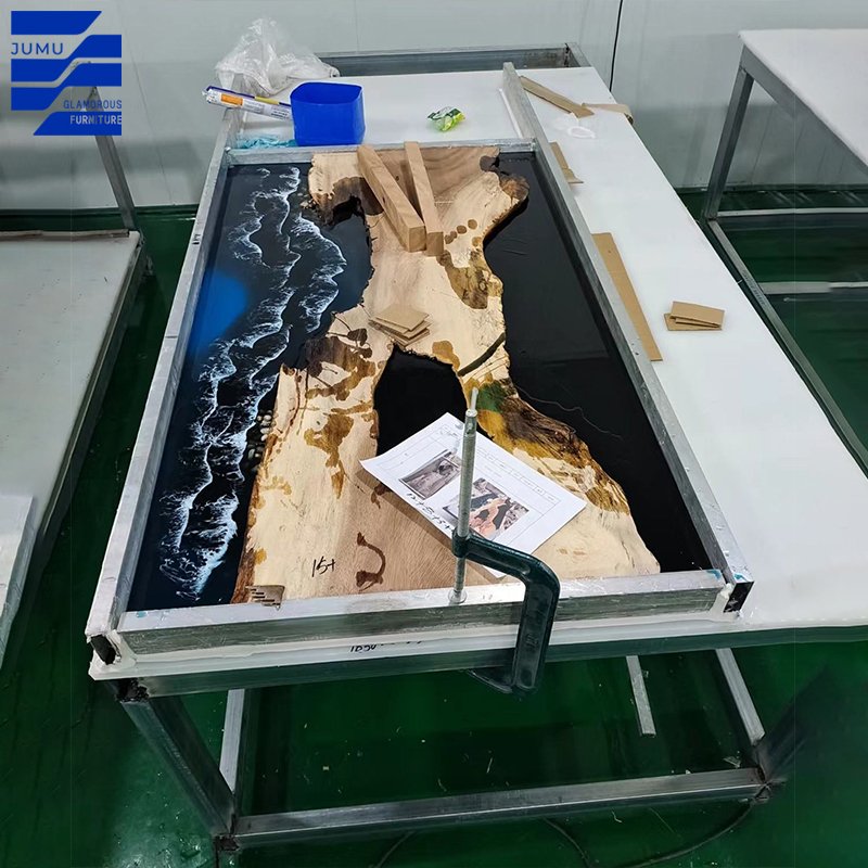 Glamorous Furniture Wholesale Customizable Nordic Style Dining Table Set Luxury epoxy resin wood Dining Table