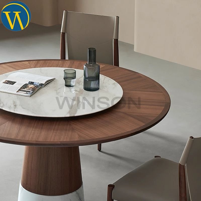 Luxury high-grade villa artificial stone solid wood countertop table dining room furniture modern 8 10 seat dining tables