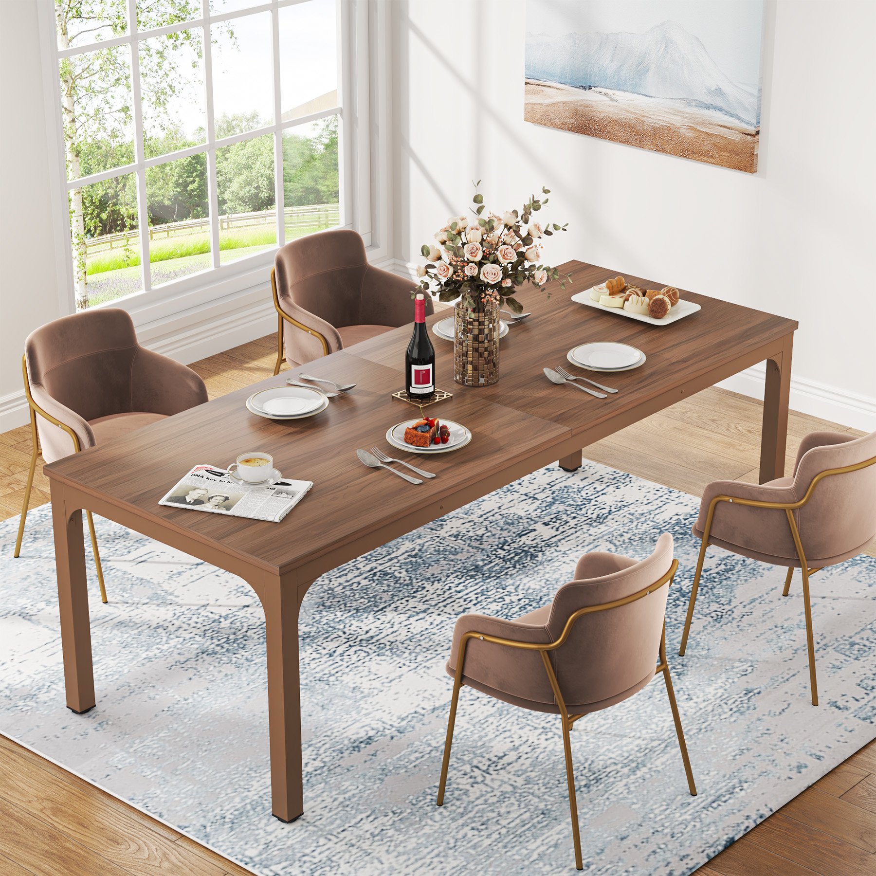 Tribesigns Dining Table for 6-8 Person 78 inch Large Long Rectangular Kitchen Dining Table for Dining Room(Only Table)