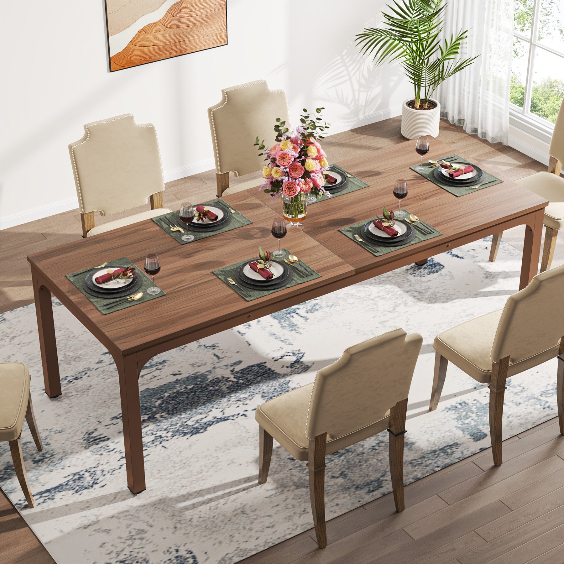 Tribesigns Dining Table for 6-8 Person 78 inch Large Long Rectangular Kitchen Dining Table for Dining Room(Only Table)