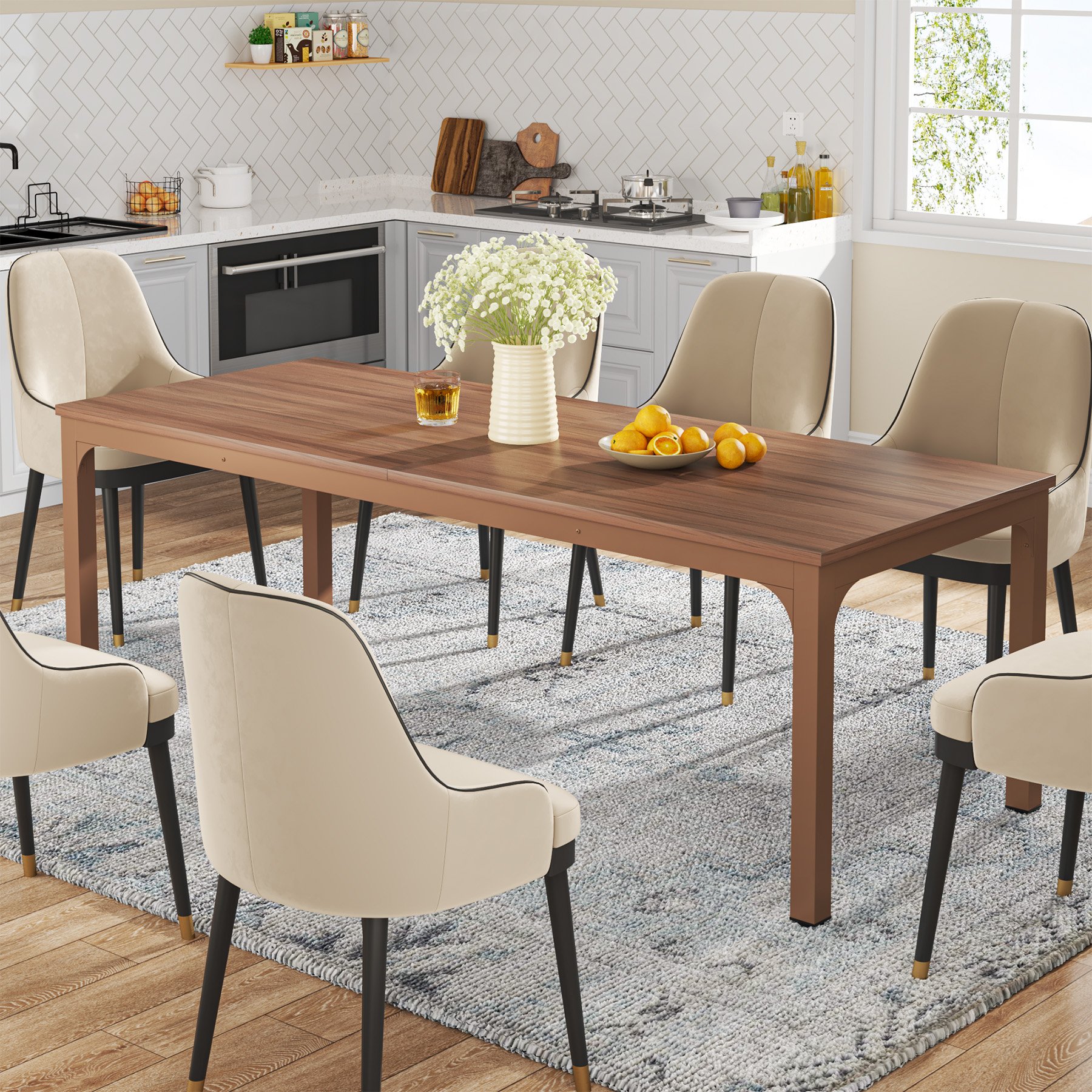Tribesigns Dining Table for 6-8 Person 78 inch Large Long Rectangular Kitchen Dining Table for Dining Room(Only Table)