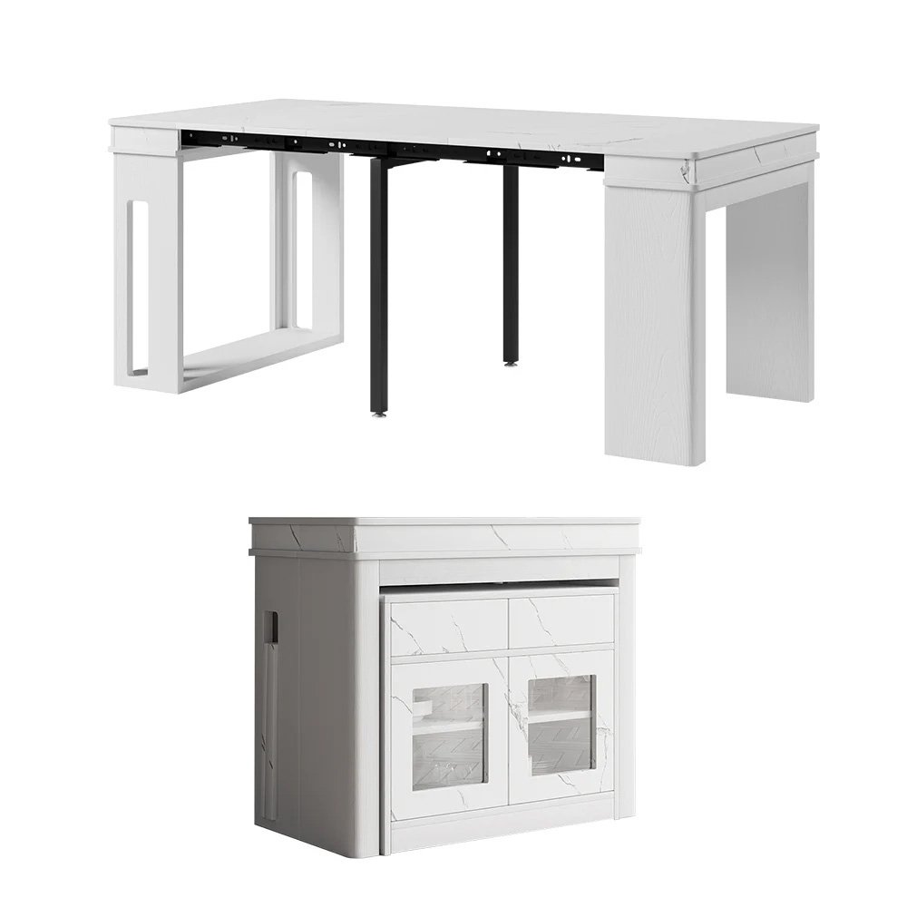 Nordic Small High-Quality Modern High-End Retractable Kitchen Island Table Flexible Dining Table With Lockers