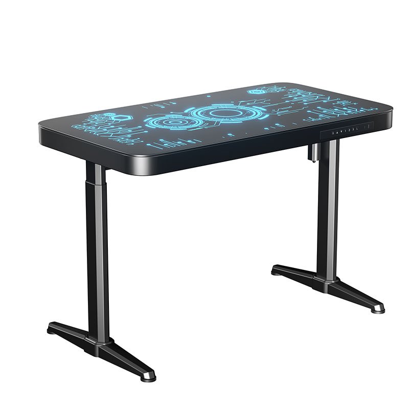Modern Height Adjustable RGB Lighting Gaming Desk Tempered Glass Top for Esports for Hotel Living Room Bedroom gaming table