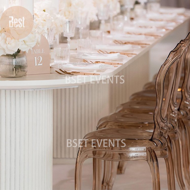 2023 Newest Design Modern Cream Style Roman Column Table Legs Base Oval Wedding Tables