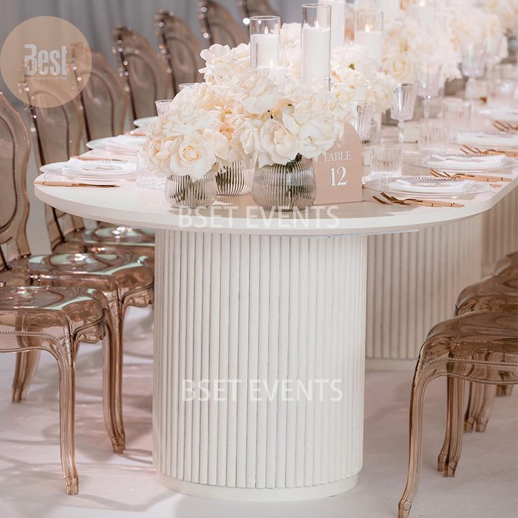 2023 Newest Design Modern Cream Style Roman Column Table Legs Base Oval Wedding Tables