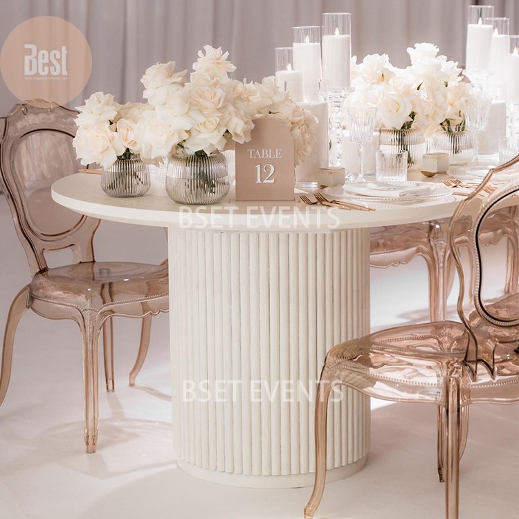 2023 Newest Design Modern Cream Style Roman Column Table Legs Base Oval Wedding Tables