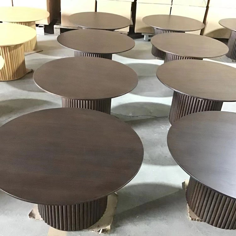 Wholesale price custom size round wood dining table set living room round wooden coffee table