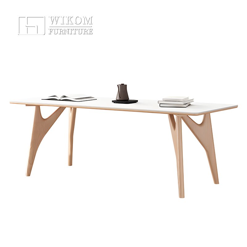 Modern Cream Style Household Small Apartment Minimalist Solid Wood Rectangular Dining Tables And Chairs Set