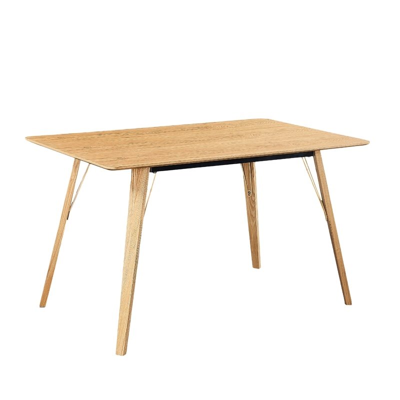 white color round mdf dining table with wood legs