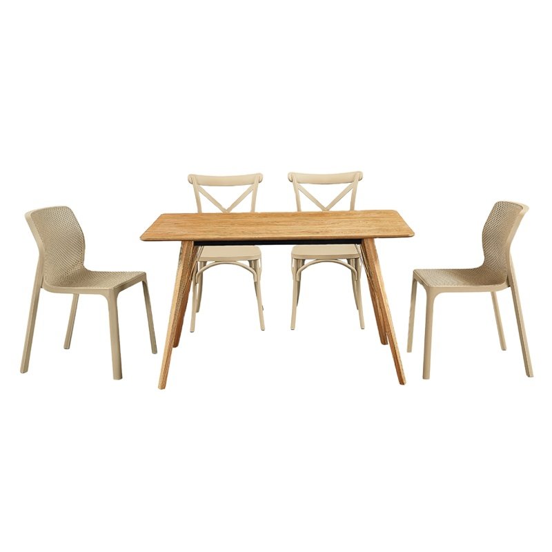 white color round mdf dining table with wood legs