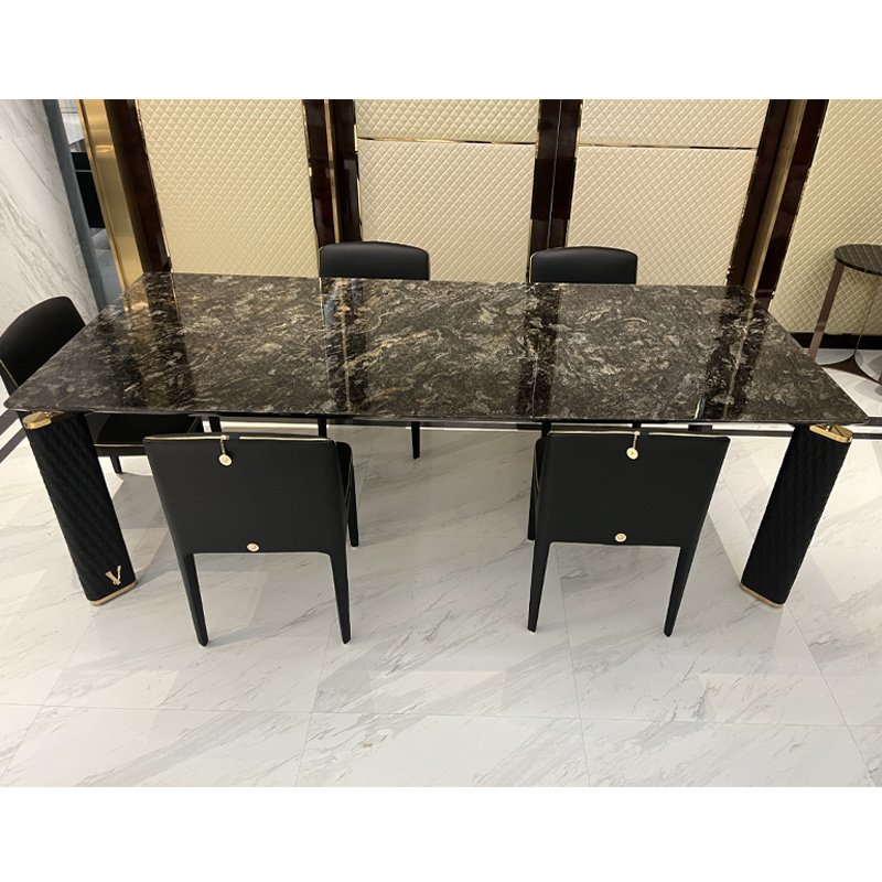 Villa luxury dining room furniture sets leather table legs marble top dining tables modern 6 Seater dining table