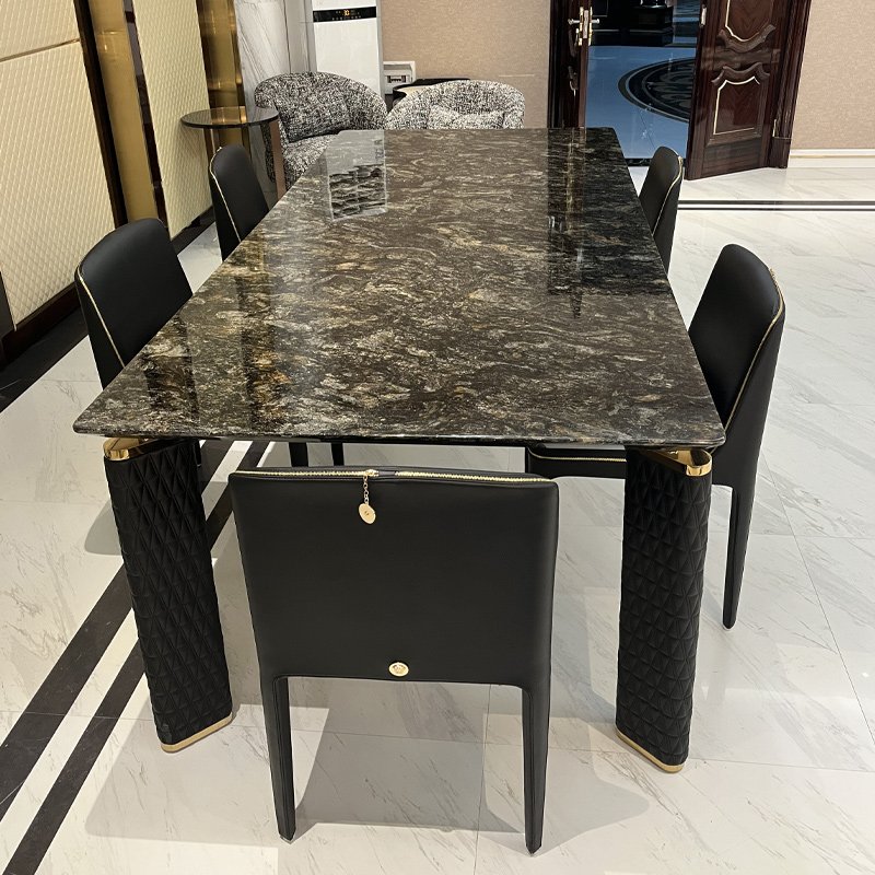 Villa luxury dining room furniture sets leather table legs marble top dining tables modern 6 Seater dining table