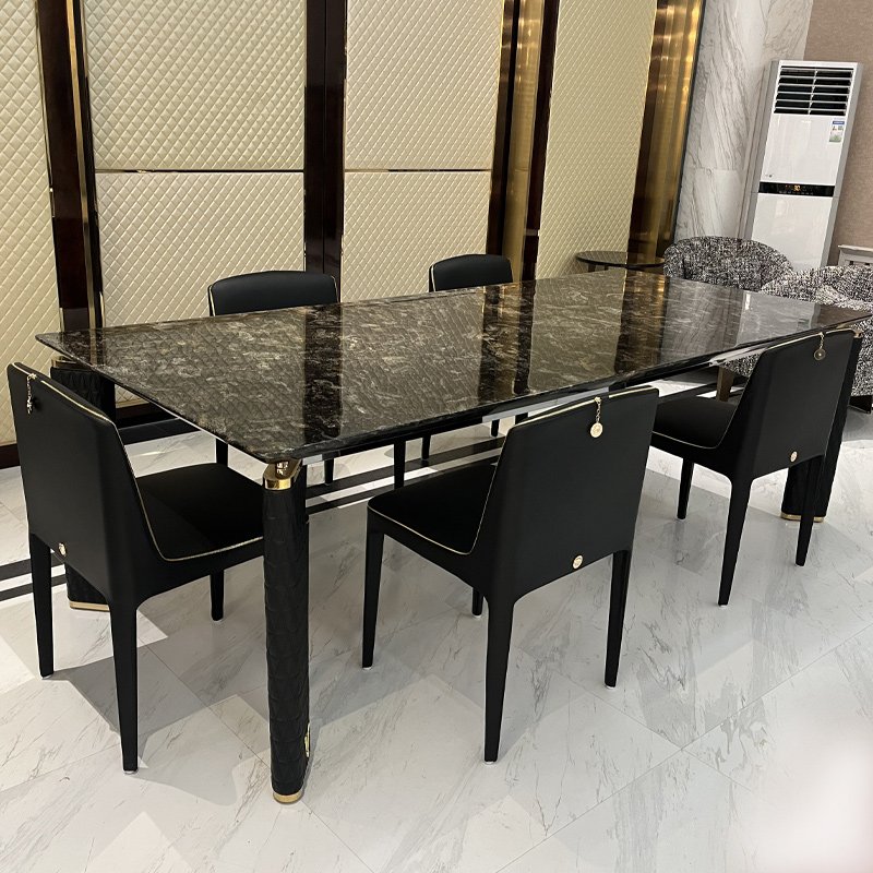 Villa luxury dining room furniture sets leather table legs marble top dining tables modern 6 Seater dining table