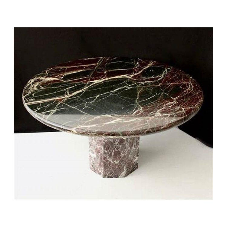 Luxury natural stone purple red oval long marble dining table with rosso levanto marble