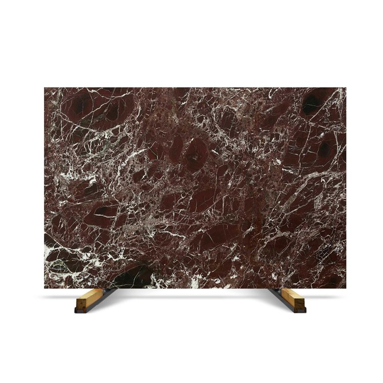 Luxury natural stone purple red oval long marble dining table with rosso levanto marble