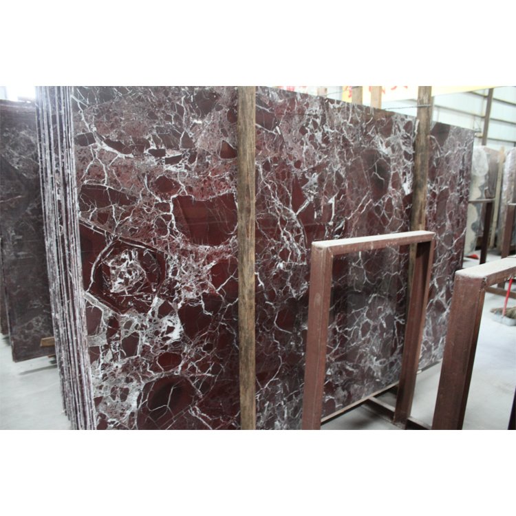 Luxury natural stone purple red oval long marble dining table with rosso levanto marble