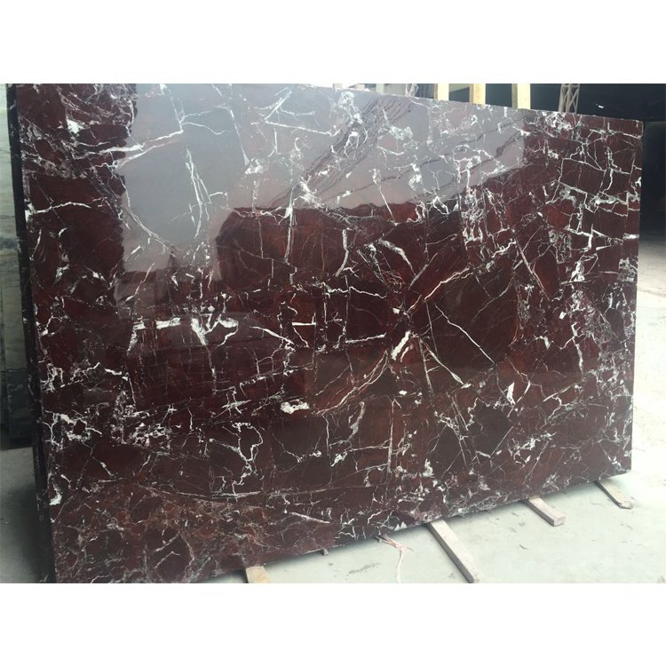 Luxury natural stone purple red oval long marble dining table with rosso levanto marble