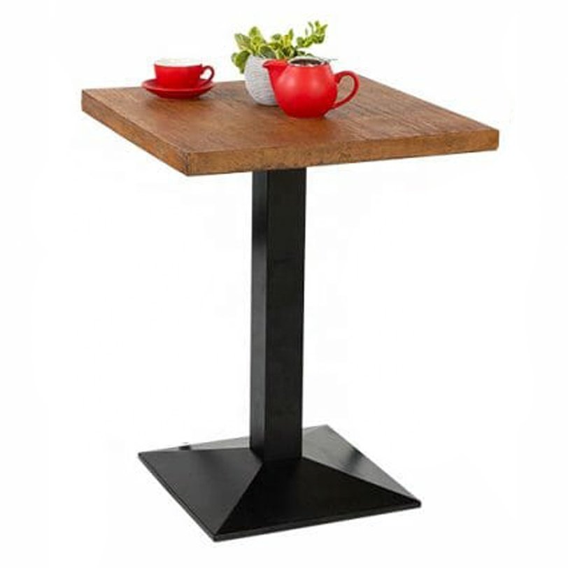 Unique cast iron industrial square metal wooden hotel table for hotel commercial