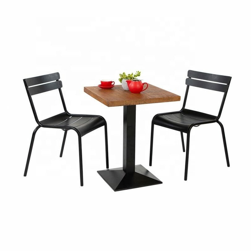 Unique cast iron industrial square metal wooden hotel table for hotel commercial