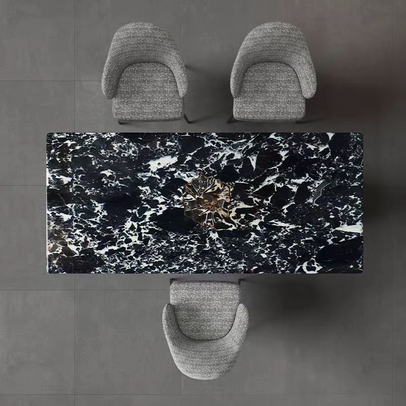 Italian Bulgari Designer High-End Custom Napoleon Black Natural Marble Dining Table Set for Living Room Hotel Made with Steel