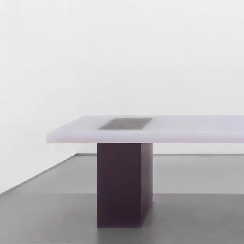 Home Dining Room Furniture Rectangular Floating Frosted Dining Table Office Meeting Table Acrylic Long Tea Table Decoration