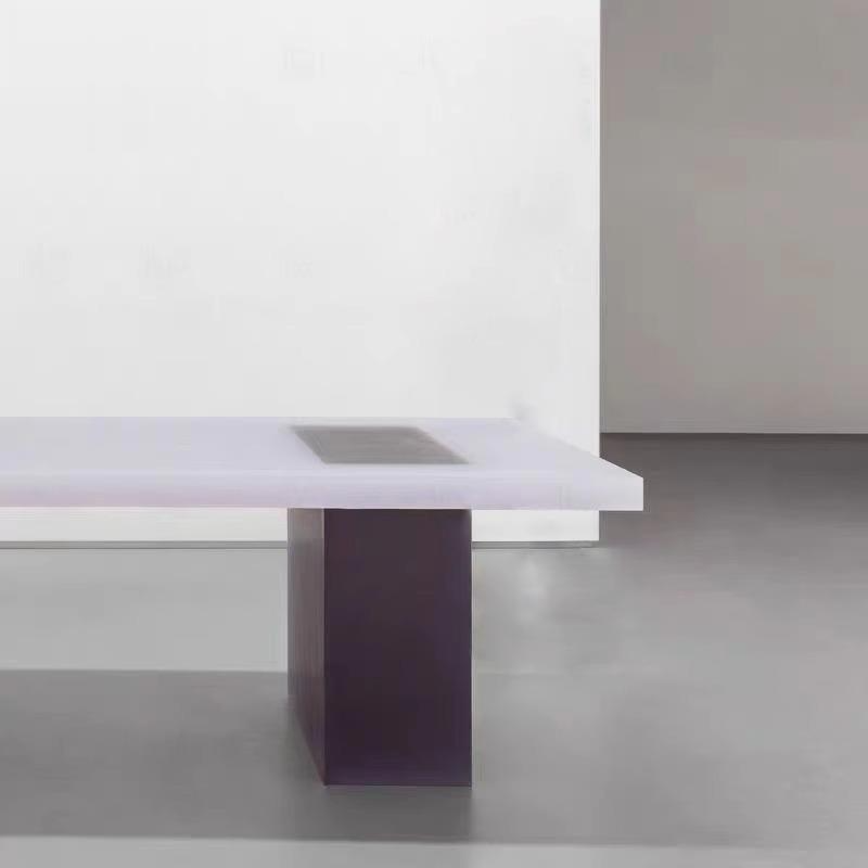 Home Dining Room Furniture Rectangular Floating Frosted Dining Table Office Meeting Table Acrylic Long Tea Table Decoration