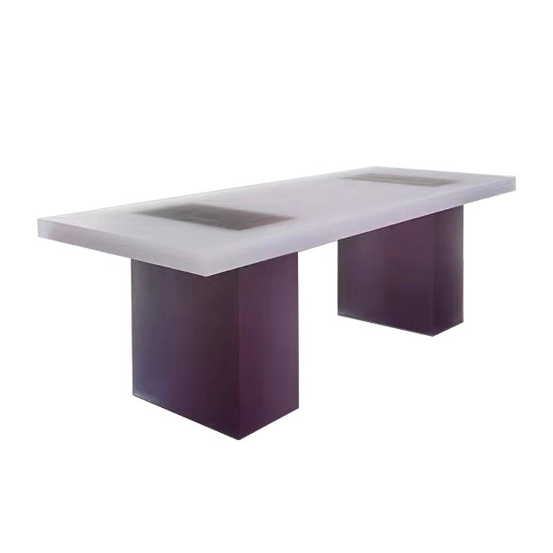 Home Dining Room Furniture Rectangular Floating Frosted Dining Table Office Meeting Table Acrylic Long Tea Table Decoration