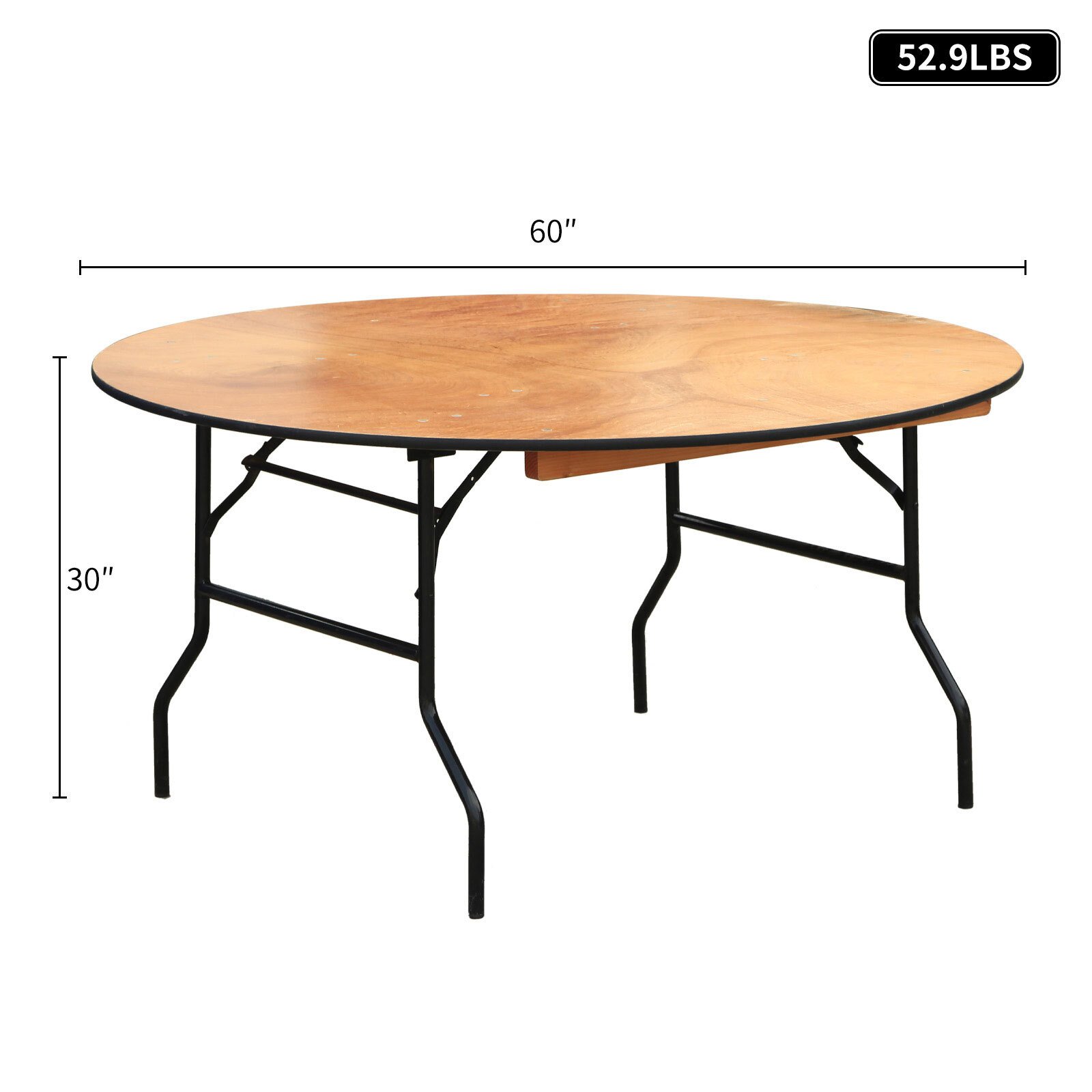 Modern Outdoor Furniture Portable Outdoor Garden 6' Round Wooden Folding Dinning Table with Aluminum Edge for Events