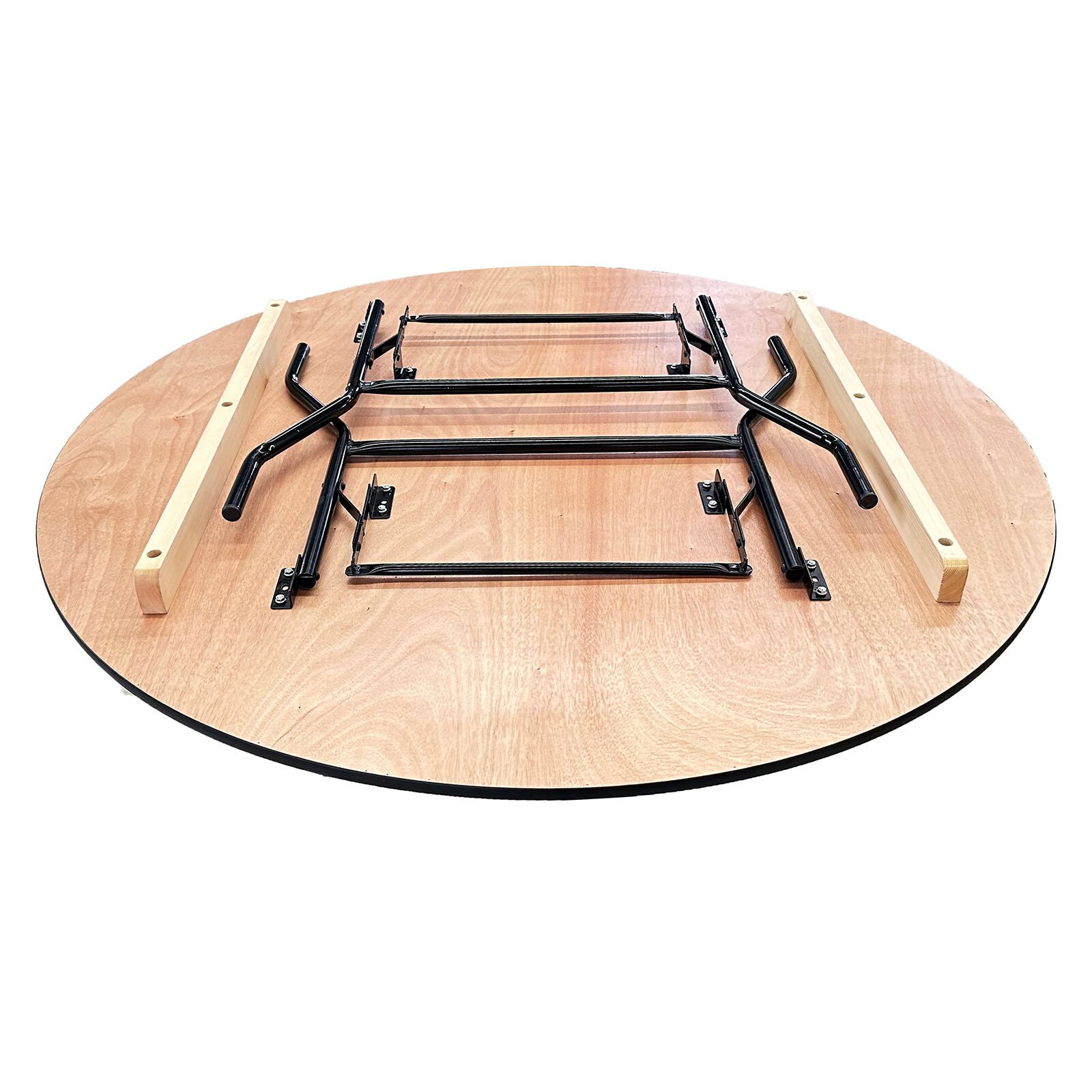 Modern Outdoor Furniture Portable Outdoor Garden 6' Round Wooden Folding Dinning Table with Aluminum Edge for Events
