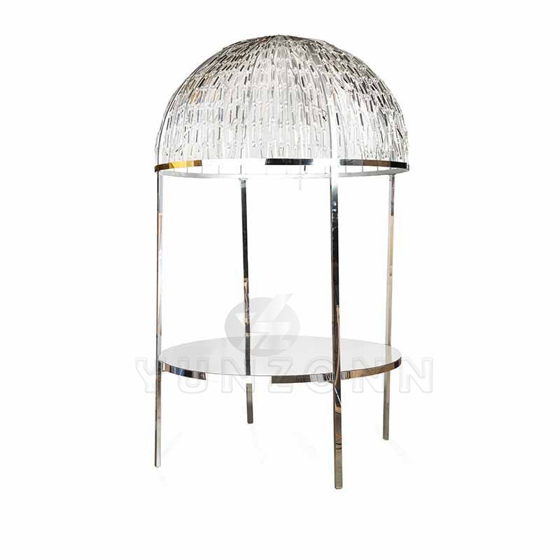 Modern Luxury Crystal Dome Dining Table Stainless Steel Frame Metal Hotels Weddings Outdoor Restaurants Banquets