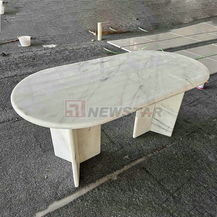 Home deco marble travertine furniture natural stone table column basse pedestal modern table ronde 180cm travertine dining table