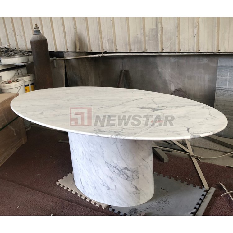 Home deco marble travertine furniture natural stone table column basse pedestal modern table ronde 180cm travertine dining table