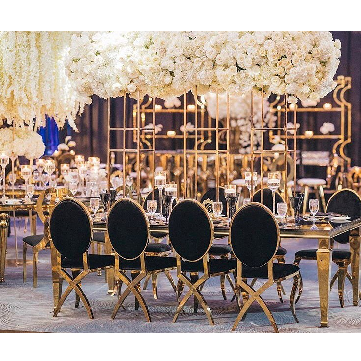 Glass top events rectangle hotel gold wedding stainless steel banquet tables