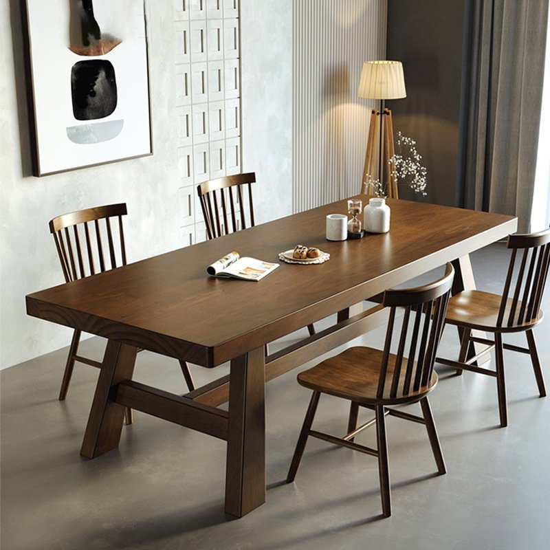 2024 Wholesale Round Solid Rubber Wood Top and Legs Dinning Table Set Coffee Table with 4 chairs