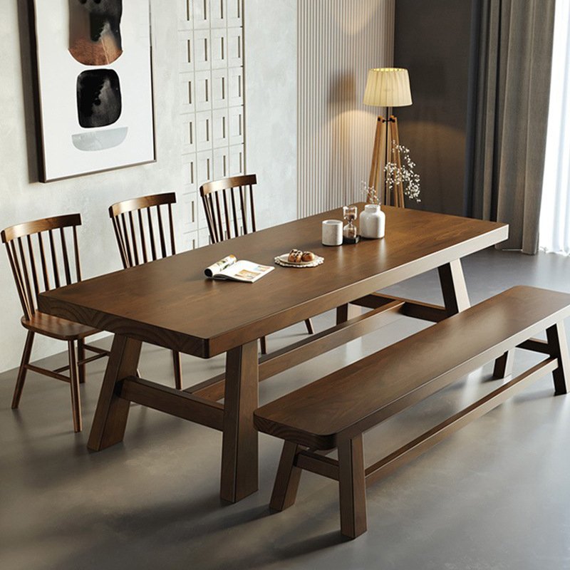 2024 Wholesale Round Solid Rubber Wood Top and Legs Dinning Table Set Coffee Table with 4 chairs