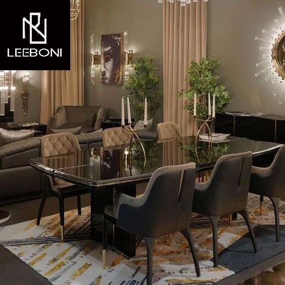 Factory custom luxury design with stainless steel leg 8 seater dinning table set dining room furniture