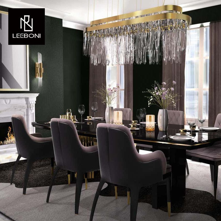 Factory custom luxury design with stainless steel leg 8 seater dinning table set dining room furniture