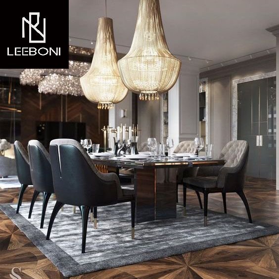 Factory custom luxury design with stainless steel leg 8 seater dinning table set dining room furniture