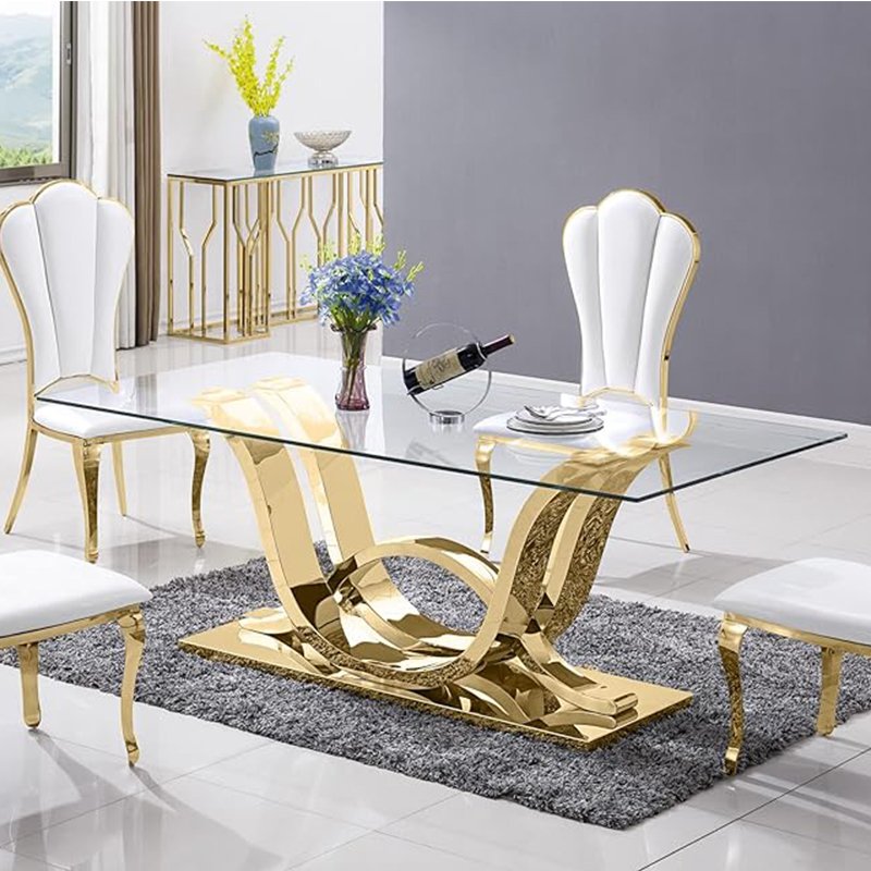 Light luxury marble dining table and chair combination rectangular small apartment home dining table set