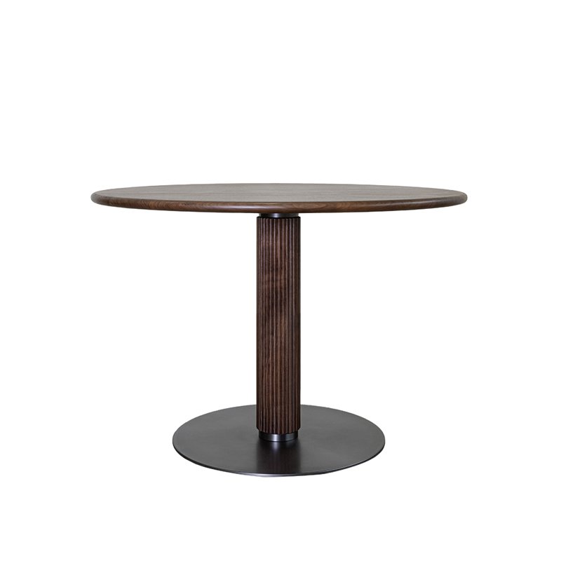 High Quality Walnut Top Srar Hotel Restaurant Dining Table With Carbon Steel or Stainless Steel Base For Cafe House