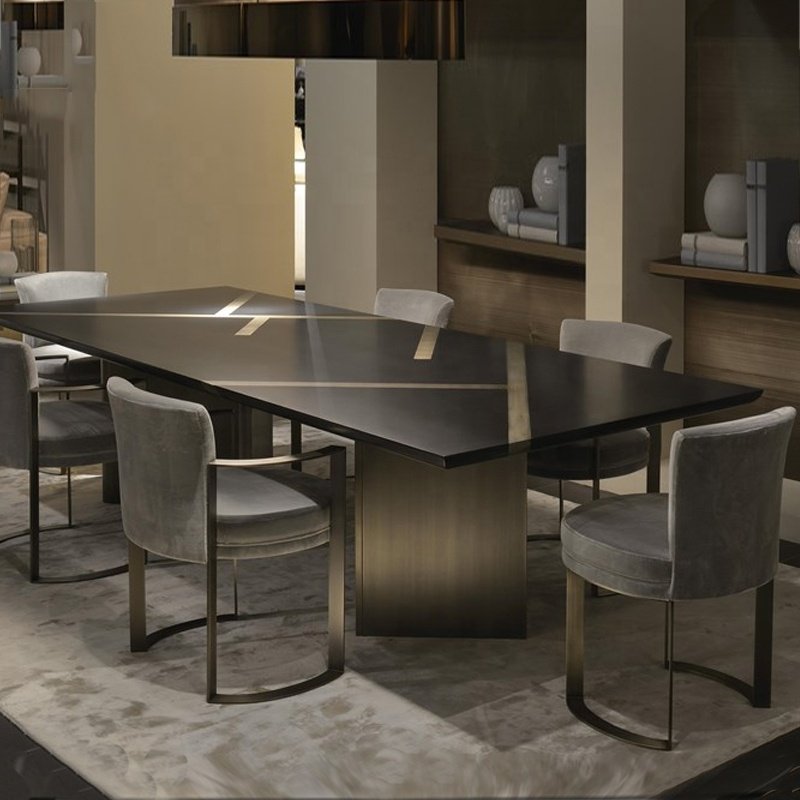 Chinese factory Direct selling light luxury italian furniture artificial marble tabletop dining room sets dining room sets