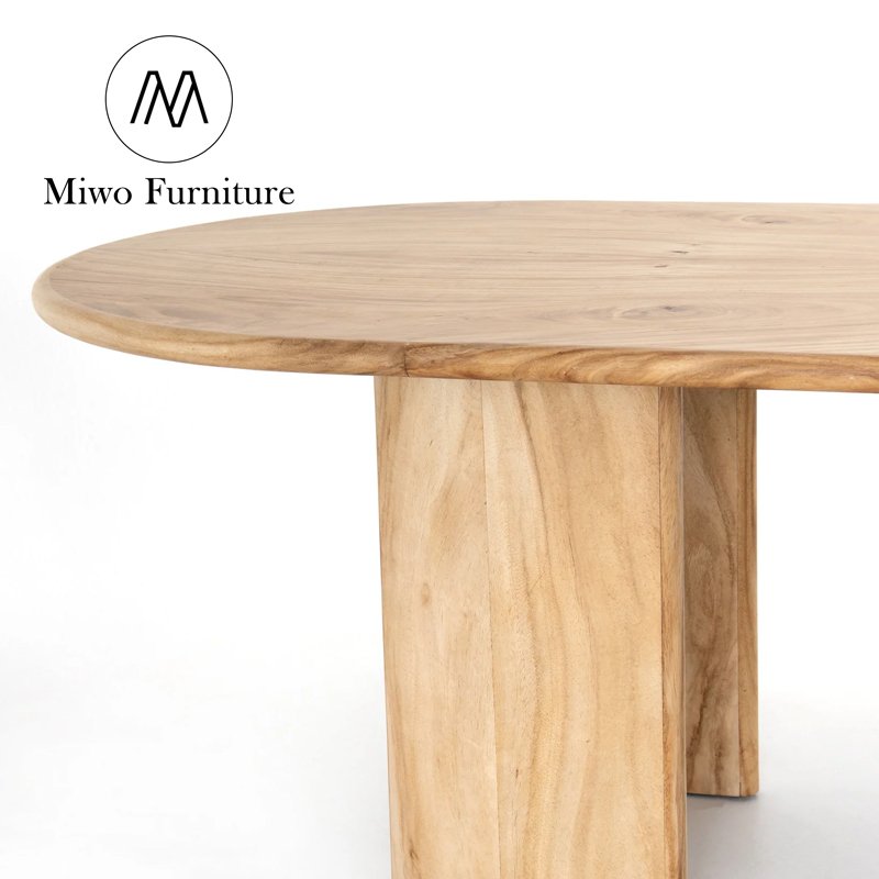 Modern restaurant Large Vintage Beige Travertine Freestanding solid wood Dining Table With Lunas Oval Table and chair set