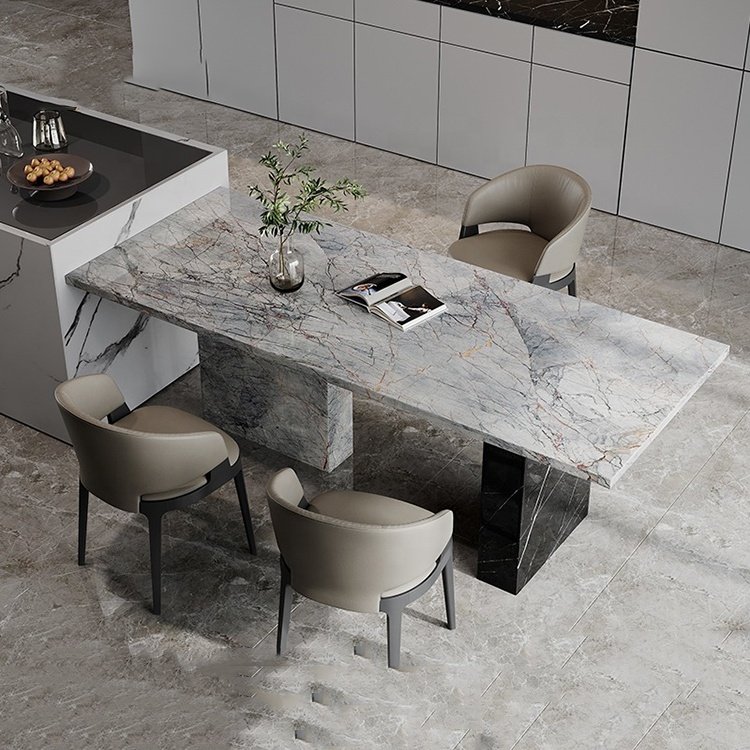 Minimalist Designs Natural Stone Dinning Table 8 Seater Dining Table Set Modern Marble