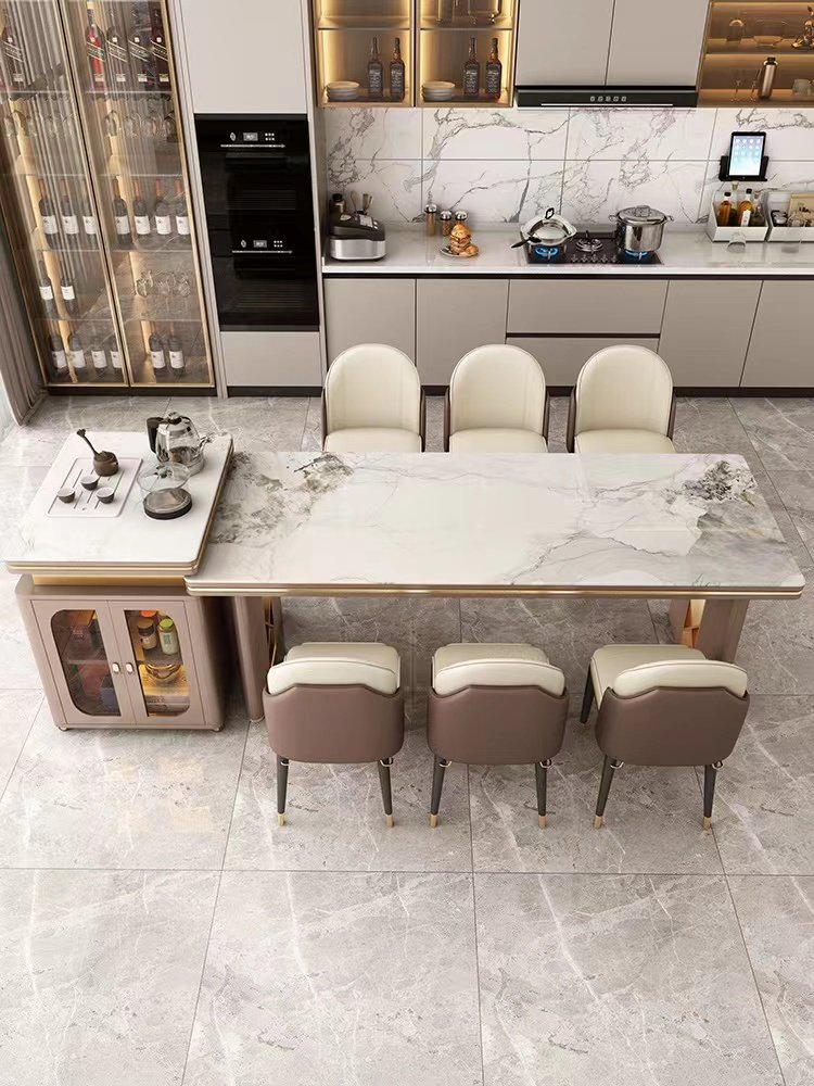 Luxury modern restaurant tables large flat simple villa high-end household rectangular island dining chair dining table set