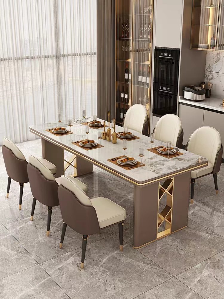 Luxury modern restaurant tables large flat simple villa high-end household rectangular island dining chair dining table set