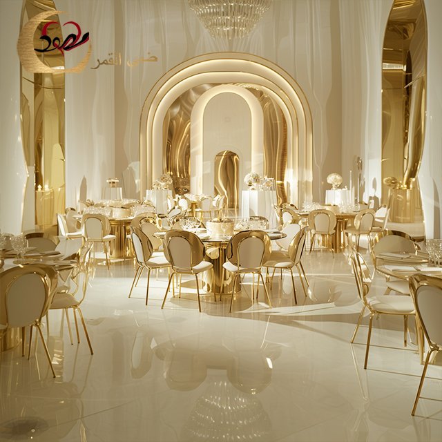 Modern gold stainless steel classic circle dining table royal banquet hall