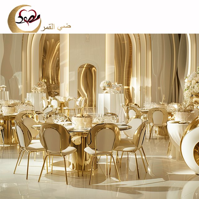 Modern gold stainless steel classic circle dining table royal banquet hall
